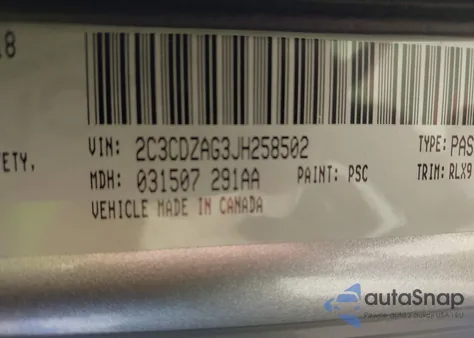 2018 Dodge Challenger Sxt Plus из США, поврежденный, VIN 2C3CDZAG3JH258502